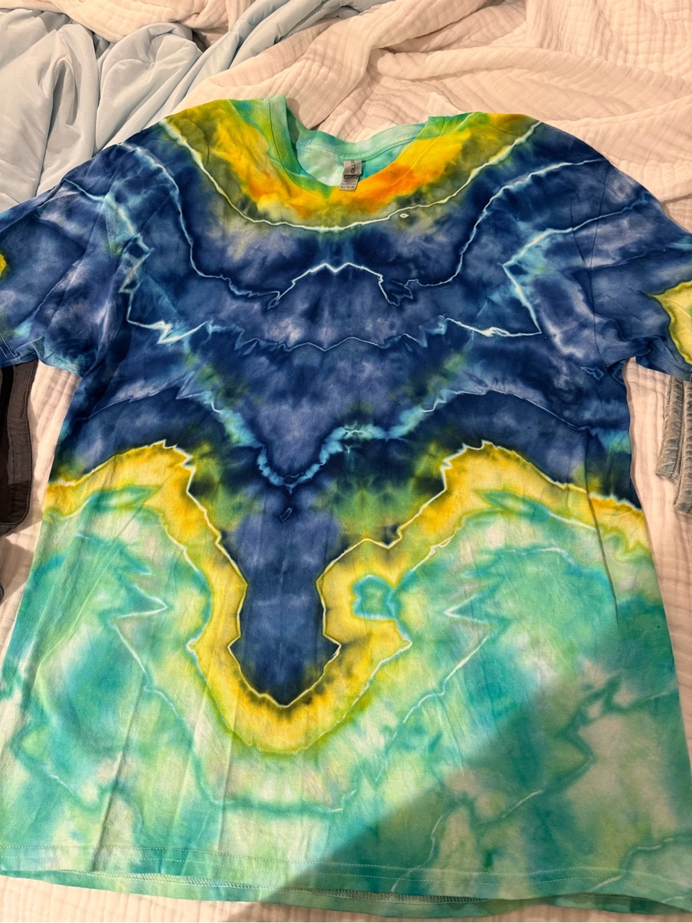 Adult Tie-Dye Short Sleeve Tee - Blue, Yellow & Teal “a day at the beach”tiedye